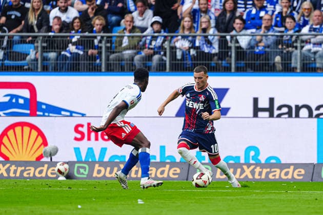 Albert Sambi Lokonga, Hamburger SV, 06; Said El Mala, 1 FC Köln, 10 GER; Hamburger SV vs. 1 FC Köln, Soccer, Bundesliga 1, Matchday 04, 2026–2027 Season, September 19, 2026 DFL regulations prohibit any use of photographs as image sequences and or quasi-video GER, Hamburger SV vs. 1. FC Köln, soccer, 1. Bundesliga, Matchday 04, 2026–2027 season, September 19, 2026, Hamburg Copyright: xEibner-Pressefoto MarcelxvonxFehrnx EP_MFN