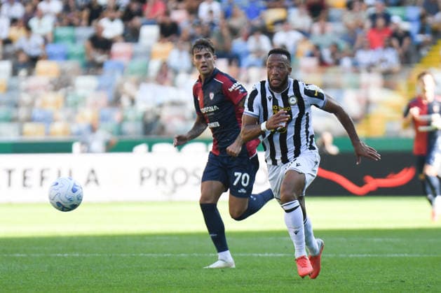 SOCCER - Serie A - Udinese Calcio vs. Cagliari Calcio Photo by IPA ABACAPRESS.COM88711276 - Udinese s Enzo Ebosse in action against Cagliari s Daniel Maldini during the Udinese Calcio vs. Cagliari Calcio Serie A soccer match in Udine, Italy, on September 19, 2026 Udine Italy  Copyright: xIPAxSport ABACAx