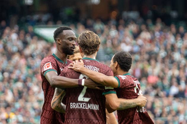 German Soccer 1st Bundesliga, Matchday 4, 2026–2027, Werder Bremen vs. FC Augsburg on September 19, 2026, at the Weserstadion in Bremen; goal making it 0–2 by Calvin Brackelmann of FC Augsburg; 2: celebration, joy, goal celebration, emotions Copyright: xSvenxHeidmannx