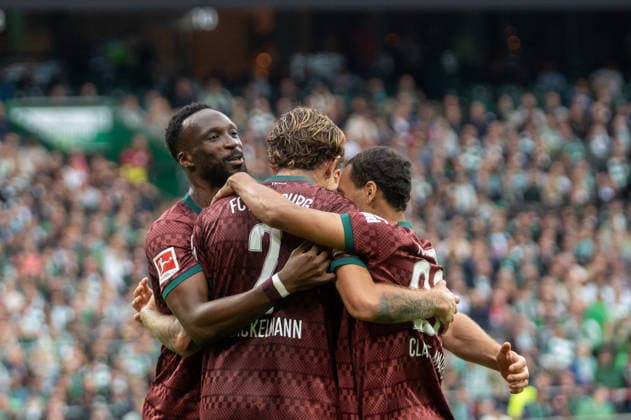 German Soccer 1st Bundesliga, Matchday 4, 2026–2027, Werder Bremen vs. FC Augsburg on September 19, 2026, at the Weserstadion in Bremen; goal making it 0–2 by Calvin Brackelmann of FC Augsburg; 2: celebration, joy, goal celebration, emotions Copyright: xSvenxHeidmannx
