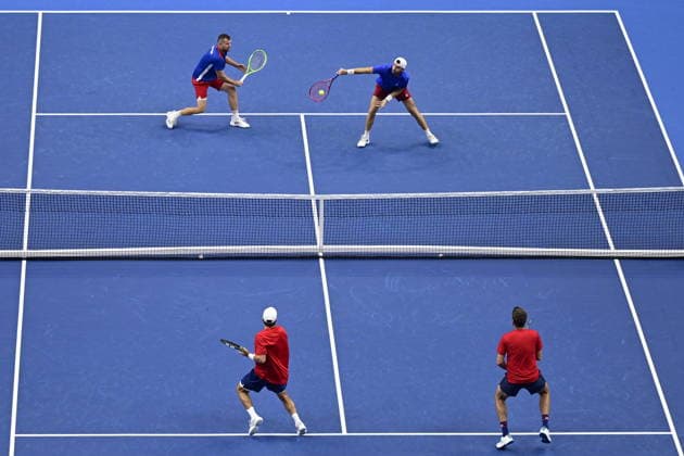 2026 Davis Cup men s team tennis World Championship, WM, Weltmeisterschaft match between the Czech Republic and the United States in Prague, Czech Republic, on September 19, 2026. Tennis doubles match Adam Pavlasek and Patrik Rikl of Czech Republic vs. Christian Harrison, Austin Krajicek of USA. (CTKxPhoto RomanxVondrous) CTKPhotoP2026091904052  CTKPhotoP2026091904052