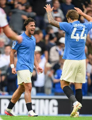 19 September 2026 - Brighton and Hove Albion v Arsenal - Premier League - Amex Stadium - Brighton. Brighton and Hove Albion v Arsenal - Premier League - Amex Stadium - Brighton. Charalampos Kostoulas celebrates scoring Brighton s second goal. Picture : Mark Pain BRIGHTON England  Copyright: xMarkxPainx