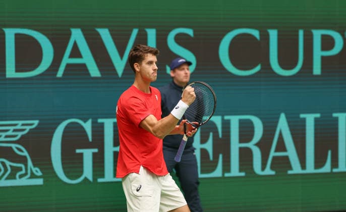 Matej Dodig, Davis Cup: Germany vs. Croatia, Heristo Arena, Halle West, Germany; Tennis Davis Cup 20026; Heristo Arena, Halle West, North Rhine-Westphalia, Germany; September 19, 2026 Copyright: xJuergenxHasenkopfx