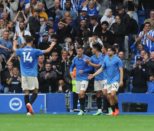 Football - 2026 2027 Premier League - Brighton & Hove Albion vs. Arsenal - the Amex (American Express Falmer Stadium) - Saturday 19th September 2026 Pascal Gross of Brighton celebrates scoring goal no 1 