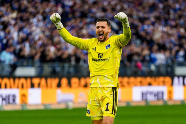 Germany Soccer Bundesliga 2026–27, Matchday 4: Hamburger SV (HSV) vs. 1. FC Köln, Volkspark Stadium, Hamburg—Celebrations after a 2–0 win; Daniel Heuer Fernandes, Hamburger SV, 1 Copyright: xStefanxTrochax