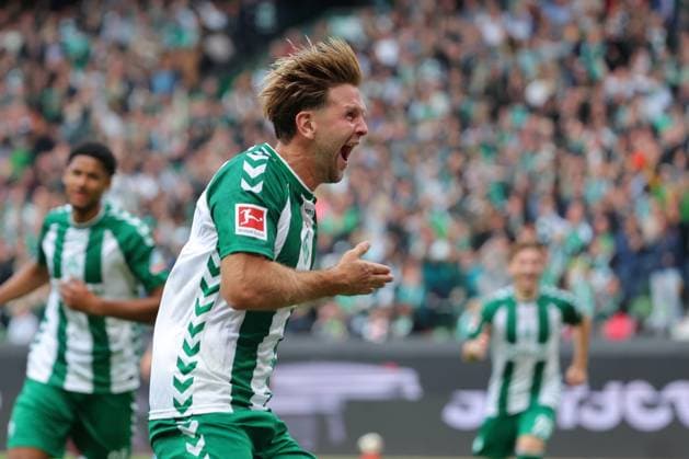 September 26, 2019, Germany, Soccer, Men s 1st Bundesliga, Matchday 4, 2026–2027 Season, SV Werder Bremen vs. FC Augsburg Goal Celebration Cheering Goal Scorer(s) Niclas Füllkrug Niclas Fuellkrug SV Werder Bremen 10 celebrates the goal that tied the game at 2–2 at the Weserstadion in Bremen, Germany Copyright: xnordphotoxGmbHx xTauchnitzx