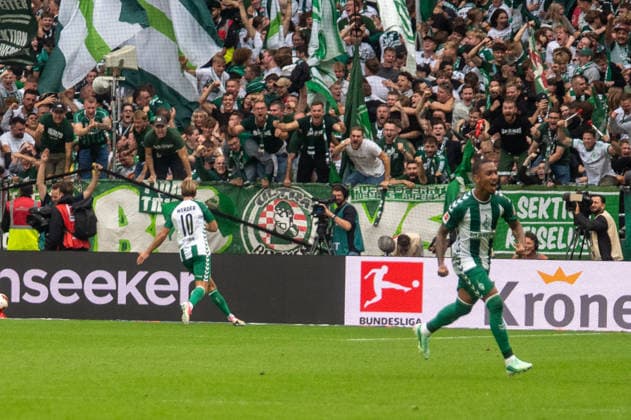 German Soccer 1st Bundesliga, Matchday 4, 2026–2027, Werder Bremen vs. FC Augsburg on September 19, 2026, at the Weserstadion in Bremen; 2–2 goal by Niclas Füllkrug of Werder Bremen, 10: celebration, joy, goal celebration, emotions Copyright: xSvenxHeidmannx