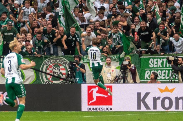 German Soccer 1st Bundesliga, Matchday 4, 2026–2027, Werder Bremen vs. FC Augsburg on September 19, 2026, at the Weserstadion in Bremen; 2–2 goal by Niclas Füllkrug of Werder Bremen, 10: celebration, joy, goal celebration, emotions Copyright: xSvenxHeidmannx