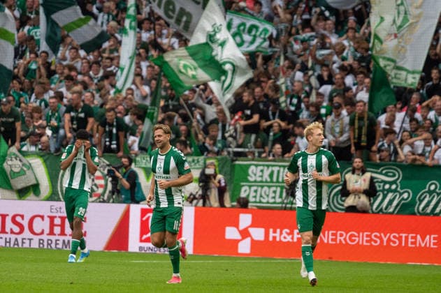 German Soccer 1st Bundesliga, Matchday 4, 2026–2027, Werder Bremen vs. FC Augsburg on September 19, 2026, at the Weserstadion in Bremen; 2–2 goal by Niclas Füllkrug of Werder Bremen, 10: celebration, joy, goal celebration, emotions Copyright: xSvenxHeidmannx
