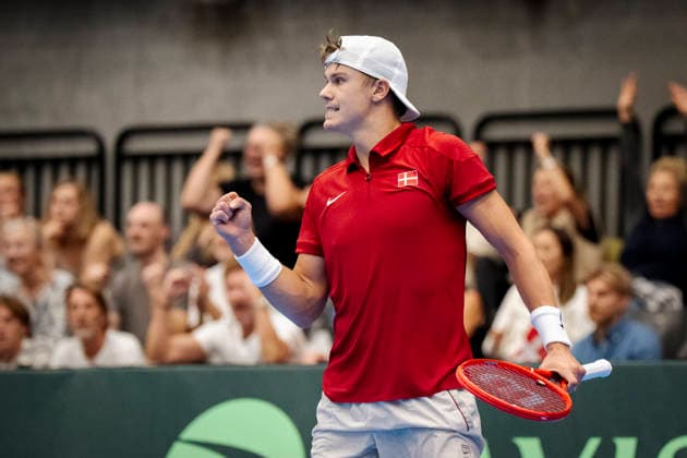 Denmark Davis Cup match between Denmark and Bulgaria: Denmark s Holger Rune after the Davis Cup match between Denmark and Bulgaria at Royal Stage, Hilleroed, Saturday, September 19, 2026. Photo by Sebastian Elias Uth, Ritzau Scanpix, Denmark  Copyright: SebastianxEliasxUthx spdk20260919-174049-L