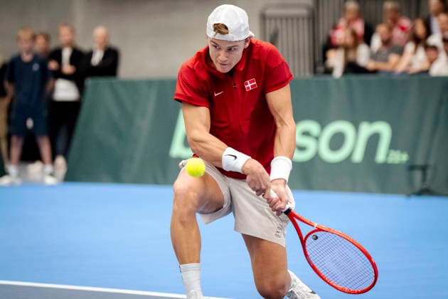 Denmark Davis Cup match between Denmark and Bulgaria: Denmark s Holger Rune during the Davis Cup match between Denmark and Bulgaria at Royal Stage, Hilleroed, Saturday, September 19, 2026. Photo by Sebastian Elias Uth, Ritzau Scanpix, Denmark  Copyright: SebastianxEliasxUthx spdk20260919-174220-L