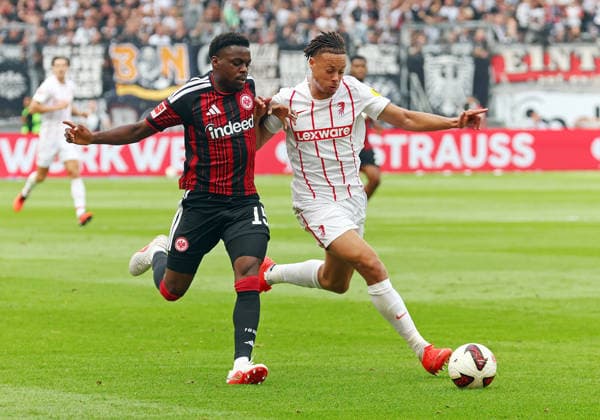 September 19, 2026, xovx, Soccer, Bundesliga, Eintracht Frankfurt vs. SC Freiburg, Noel Aseko (Eintracht Frankfurt), Derry Scherhant (SC Freiburg). DFL and DFB regulations prohibit any use of photographs as image sequences and or quasi-video. Eintracht Frankfurt