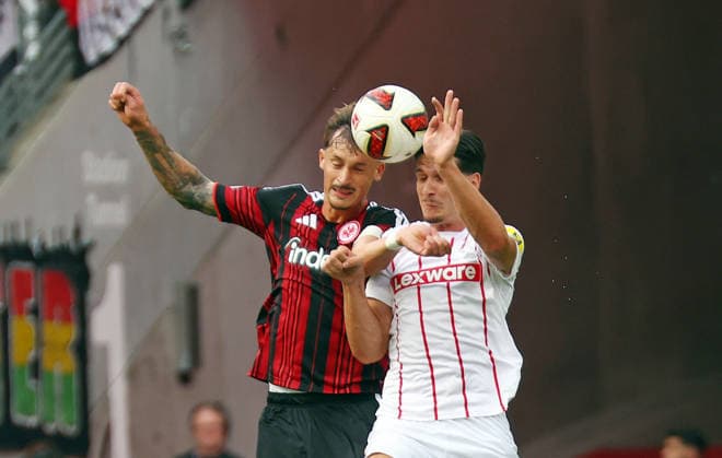 September 19, 2026, xovx, Soccer, Bundesliga, Eintracht Frankfurt vs. SC Freiburg: Heading duel between Robin Koch (Eintracht Frankfurt) and Igor Matanovic (SC Freiburg). DFL and DFB regulations prohibit any use of photographs as image sequences and or quasi-video. Eintracht Frankfurt