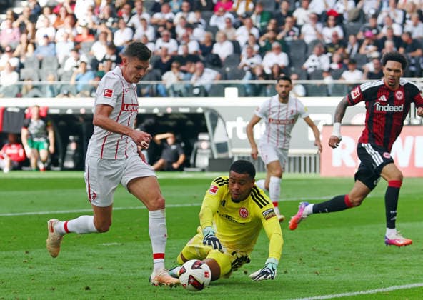 September 19, 2026, xovx, Soccer, Bundesliga, Eintracht Frankfurt vs. SC Freiburg, Yannik Engelhardt, SC Freiburg, Noah Atubolu, Eintracht Frankfurt; Nnamdi Collins, Eintracht Frankfurt; DFL; DFB; REGULATIONS PROHIBIT ANY USE OF PHOTOGRAPHS AS IMAGE SEQUENCES AND OR QUASI-VIDEO; Eintracht Frankfurt