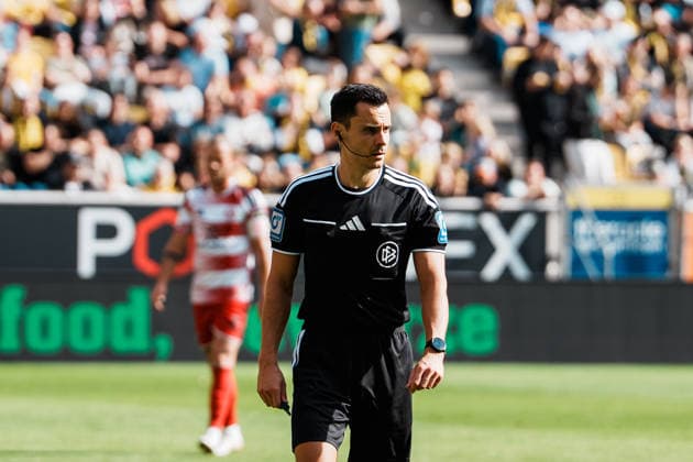 German Soccer 3rd Division 2026–2027, Matchday 7: Alemannia Aachen vs. Fortuna Düsseldorf at Tivoli Aachen; Referee: Konrad Oldhafer; near Poppenbüttel; portrait; facial expressions Copyright: xThiemoxRudolphx