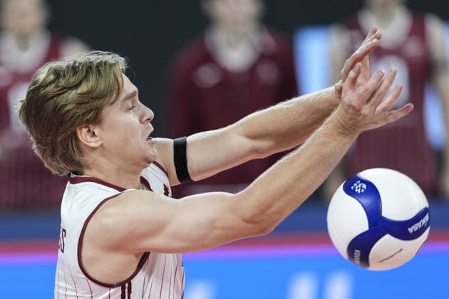 Poland v Latvia - CEV EuroVolley 2026 Men SOFIA, BULGARIA - SEPTEMBER 19: Latvia national volleyball team player Kaspars Kronbergs in action during the CEV Volleyball European League match between Poland and Latvia at Arena 8888 in Sofia, Bulgaria, on September 19, 2026. Osmancan Gurdogan Anadolu Sofia Bulgaria. Editorial use only. Please get in touch for any other usage.  Copyright: x2026xAnadoluxOsmancanxGurdoganx