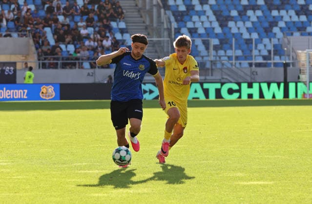 September 19, 2026, Soccer, Men s, 3rd Division, 2026–2027 Season, 1 FC Saarbrücken vs. SG Sonnenhof Großaspach, Maurice Multhaup (1 FC Saarbrücken) vs. Lukas Stoppel (SG Sonnenhof Großaspach), Saarbrücken, Ludwigsparkstadion, Saarland, Germany Copyright: xFabianxKleerx