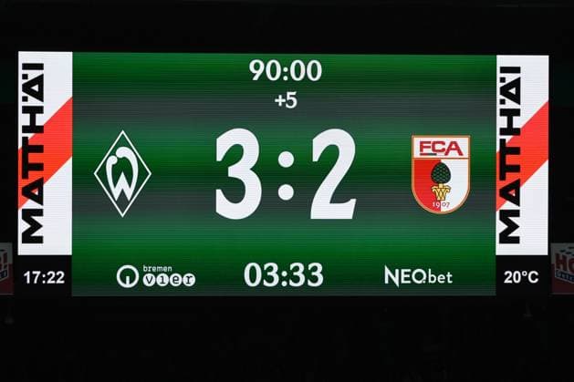 September 26, 2019, GER, Soccer, 1st Men s Bundesliga, Matchday 4, 2026–2027 Season, SV Werder Bremen vs. FC Augsburg, Scoreboard Feature, Final Score: 3–2, Bremen, Weserstadion, Bremen, Germany Copyright: xnordphotoxGmbHx xTauchnitzx