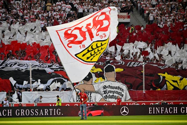 Choreography, Fan Display, Cannstatter Kurve Fan Block, Fans, Fan Section, Flags, banners, atmosphere, lively atmosphere VfB Stuttgart VfB Stuttgart vs. Borussia Dortmund (BVB) September 19, 2026 DFL regulations prohibit any use of photographs as image sequences and or quasi-video VfB Stuttgart vs. Borussia Dortmund (BVB)
