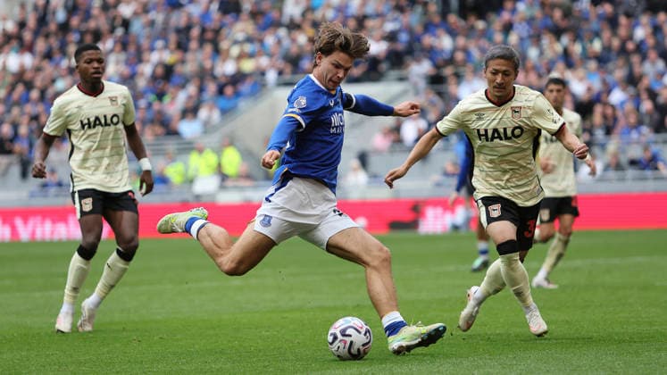Everton v Ipswich Town, Premier League Everton midfielder Tyler Dibling (20) shoots at goal during the Premier League match between Everton and Ipswich Town at Hill Dickinson Stadium, Liverpool, UK on 19 September 2026. Liverpool Hill Dickinson Stadium Merseyside UK Editorial use only DataCo restrictions apply See www.football-dataco.com , Copyright: xCraigxGallowayx PSI-24908-0038