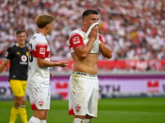 September 19, 2026, Soccer: 1st Bundesliga 2026–2027, Matchday 4, VfB Stuttgart vs. Borussia Dortmund, at the MHP Arena in Stuttgart, Ermedin Demirovic Stuttgart looks pensive
