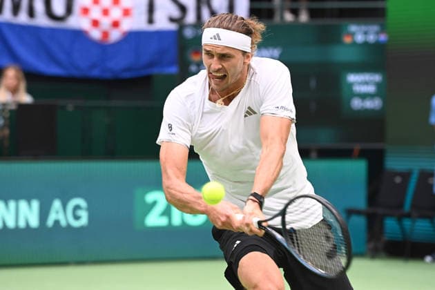 Alexander ZVEREV GER Action, Match 1 Alexander ZVEREV GER Matej DODIC CRO Germany GER Croatia CRO Tennis Davis Cup Qualifiers Round 2 on September 19, 2026, at the Heristo Arena Halle Westfalen, Germany Â