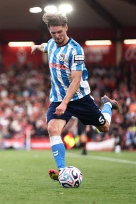 Jack Rudoni of Coventry City takes a free kick. Nottingham Forest v Coventry City, Premier League, Football, The City Ground, Nottingham, UK - 19 Sep 2026Nottingham The City Ground United Kingdom EDITORIAL USE ONLY No use with unauthorised audio, video, data, fixture lists, club league logos or live services. Online in-match use limited to 120 images, no video emulation. No use in betting, games or single club league player publications. Copyright: xRyanxBrowne Shutterstockx 17158587fw
