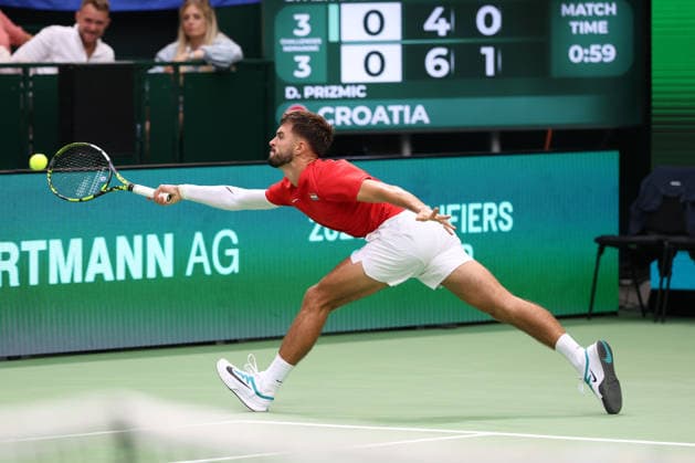 Team Croatia, Dino Prizmic, Davis Cup: Germany vs. Croatia, Heristo Arena, Halle West, Germany; Tennis Davis Cup 2026; Heristo Arena, Halle West, North Rhine-Westphalia, Germany; September 19, 2026 Copyright: xJuergenxHasenkopfx