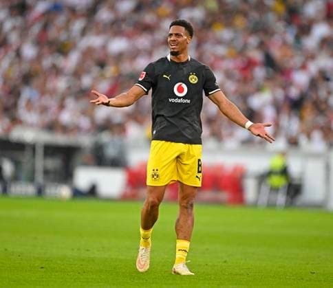 September 19, 2026, Soccer, Bundesliga 1, 2026–2027, Matchday 4, VfB Stuttgart vs. Borussia Dortmund, at the MHP Arena in Stuttgart, Felix Nmecha of Borussia Dortmund at a loss