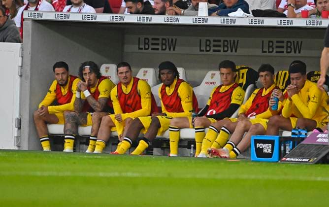 September 19, 2026, Soccer, 1. Bundesliga 2026–2027, Matchday 4, VfB Stuttgart vs. Borussia Dortmund, at the MHP Arena in Stuttgart. Borussia Dortmund’s substitutes