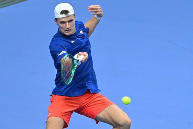 2026 Davis Cup men s team tennis World Championship, WM, Weltmeisterschaft match between the Czech Republic and the United States in Prague, Czech Republic, on September 19, 2026. Match Ben Shelton of USA against Jakub Mensik (pictured) of Czech Republic. (CTKxPhoto MichaelaxRihova) CTKPhotoP2026091905052  CTKPhotoP2026091905052