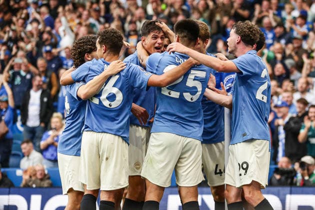 RECORD DATE NOT STATED 19th September 2026; American Express Stadium, Brighton, England; Premier League Football, Brighton and Hove Albion versus Arsenal; Chema Andres of Brighton and Hove Albion is congratulated by team mates AndyxSkinner