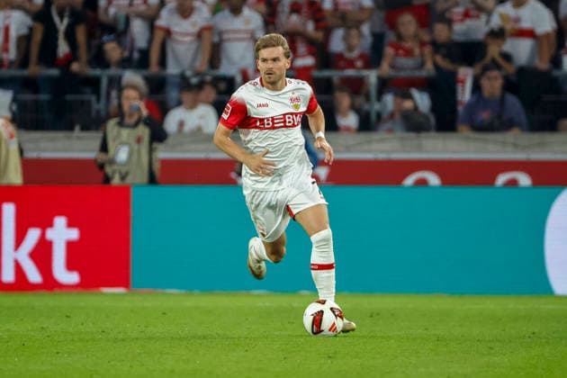Maximilian Mittelstädt, Mittelstadt VfB Stuttgart, 07 am Ball, Germany, Soccer, Bundesliga 1, Matchday 4, 2026–2027, VfB Stuttgart vs. Borussia Dortmund, September 19, 2026, Stuttgart MHP Arena, Germany Copyright: xGrantxHubbsx
