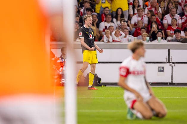 September 19, 2026, Soccer, Matchday 4 of the 1. Bundesliga, VfB Stuttgart vs. Borussia Dortmund; Maximilian Beier of Borussia Dortmund celebrates the goal that made the score 0–1; Stuttgart, MHP Arena, Baden-Württemberg, Germany; xRHR PHOTO DEx Copyright: DennisxEwert RHR-FOTOx RHR-FOTO DE