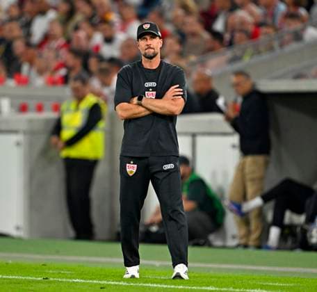 September 19, 2026, Soccer, 1. Bundesliga 2026–2027, Matchday 4, VfB Stuttgart vs. Borussia Dortmund, at the MHP Arena in Stuttgart, Coach Sebastian Hoeneß, Stuttgart looking pensive