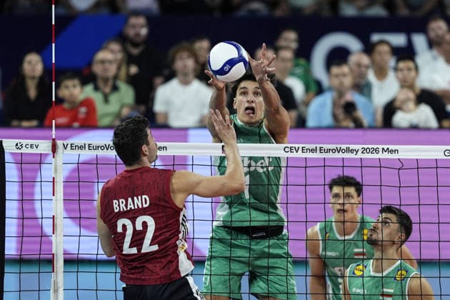 Bulgaria v Germany - CEV EuroVolley 2026 Men SOFIA, BULGARIA - SEPTEMBER 19: Simeon Nikolov (1) of Bulgaria in action during the CEV Men s EuroVolley 2026 Round of 16 match between Bulgaria and Germany at Arena 8888 in Sofia, Bulgaria, on September 19, 2026. Osmancan Gurdogan Anadolu Sofia Bulgaria. Editorial use only. Please get in touch for any other usage.  Copyright: x2026xAnadoluxOsmancanxGurdoganx