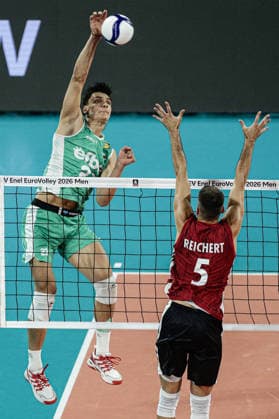 IPA88721382 - Bulgaria s Aleksandar Nikolov in action during the CEV Enel Eurovolley 2026 Round of 16 match between Bulgaria and Germany at Arena 8888 in Sofia, Bulgaria, on September 19, 2026  Copyright: xIvanxSxIvanov IPAxSportx xx IPA88721382