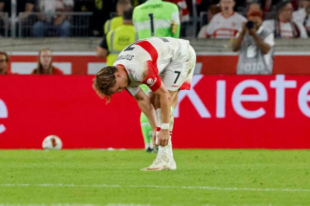 Maximilian Mittelstädt, Mittelstadt VfB Stuttgart, 07 after the game, Germany, soccer, Bundesliga 1, Matchday 4, 2026–2027, VfB Stuttgart vs. Borussia Dortmund, September 19, 2026, Stuttgart MHP Arena, Germany Copyright: xGrantxHubbsx