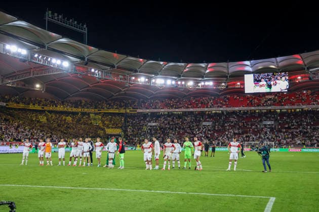 VfB Stuttgart after the game, Germany, soccer, Bundesliga 1, Matchday 4, 2026–2027, VfB Stuttgart vs. Borussia Dortmund, September 19, 2026, Stuttgart MHP Arena, Germany Copyright: xGrantxHubbsx