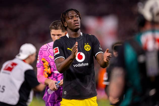 September 19, 2026, Soccer, Matchday 4 of the 1st Bundesliga, VfB Stuttgart vs. Borussia Dortmund; Joane Gadou of Borussia Dortmund celebrates the victory; Stuttgart, MHP Arena, Baden-Württemberg, Germany; xRHR PHOTO DEx Copyright: DennisxEwert RHR-FOTOx RHR-FOTO DE