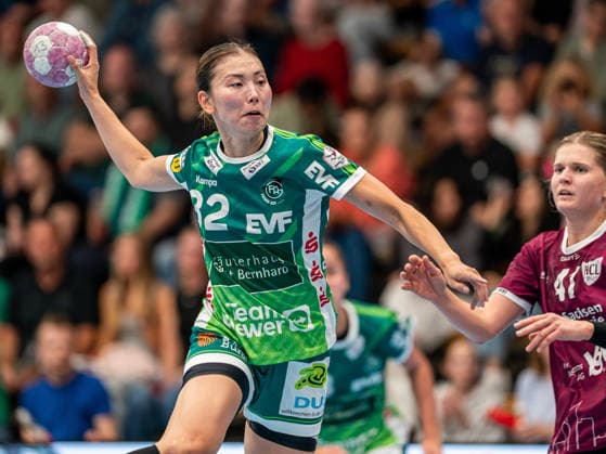 Haruno Sasaki of Frisch Auf Women, 32, gets a clear shot, Frisch Auf Goeppingen vs. HC Leipzig, Handball, 1st Bundesliga, 2026–2027 season, September 19, 2026, Frisch Auf Goeppingen vs. HC Leipzig, Handball, 1st Bundesliga, 2026–2027 season, September 19, 2026, Goeppingen Copyright: xMichaelxSchmidt Eibner-Pressefotx EP_MST