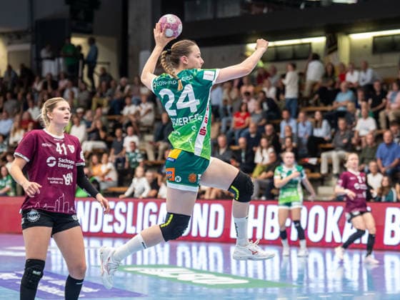 Luisa Scherer, Frisch Auf Women s Team, age 24, on a fast break, Frisch Auf Goeppingen vs. HC Leipzig, Handball, 1st Bundesliga, 2026–2027 season, September 19, 2026, Frisch Auf Goeppingen vs. HC Leipzig, handball, 1st Bundesliga, 2026–2027 season, September 19, 2026, Goeppingen Copyright: xMichaelxSchmidt Eibner-Pressefotx EP_MST