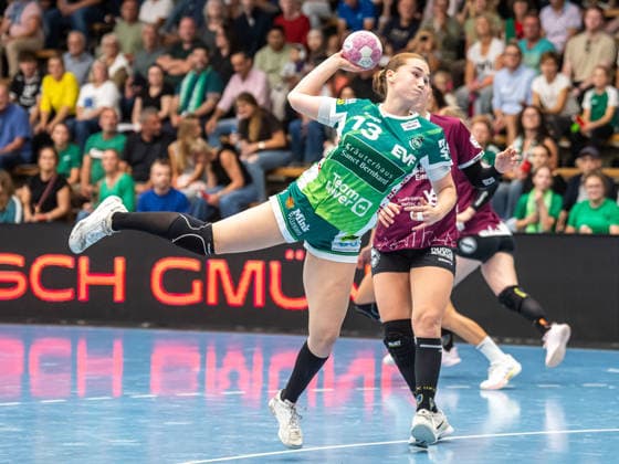 Aylin Bornhardt, Frisch Auf Women, No. 13 at the circle, Frisch Auf Goeppingen vs. HC Leipzig, Handball, 1st Bundesliga, 2026–2027 season, September 19, 2026, Frisch Auf Goeppingen vs. HC Leipzig, Handball, 1st Bundesliga, 2026–2027 season, September 19, 2026, Goeppingen Copyright: xMichaelxSchmidt Eibner-Pressefotx EP_MST