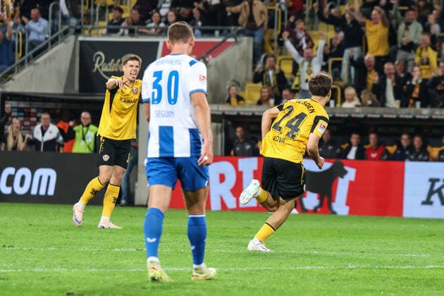 Germany 2. Bundesliga 2026–2027, Matchday 7, Dynamo Dresden vs. Hertha BSC, Rudolf Harbig Stadium, Dresden; 1–0 (goal by Patrice ÄaoviÄ‡ Covic, Dynamo Dresden), 24 Copyright: xLucasxWalterx