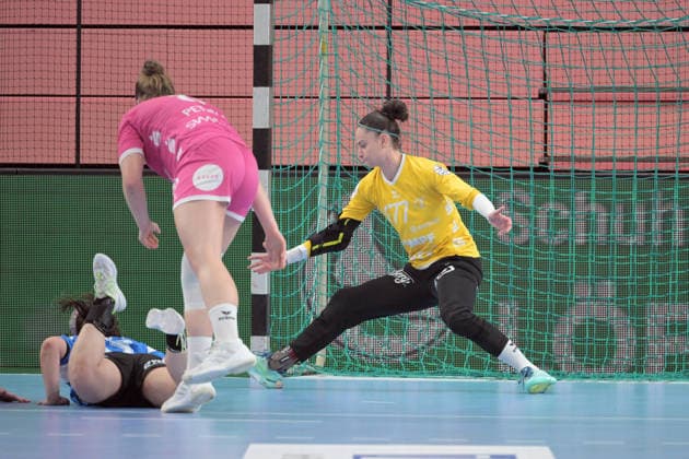 Sara Suba, TusSies Metzingen, 77 in goal; TusSies Metzingen vs. Thueringer HC, Handball, Alsco HBF, Matchday 4, 2026–2027 Season, September 19, 2026, TusSies Metzingen vs. Thueringer HC, Handball, Alsco HBF, Matchday 4, 2026–2027 Season, September 19, 2026, Tübingen Copyright: xEibner-Pressefotox EP_TBR