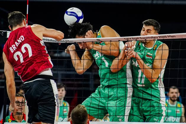 Volleyball - CEV EuroVolley 2026, Play Offs - 1 8-finals - Germany vs Bulgaria - 09.19.2026 SOFIA, BULGARIA - September 19th: Simeon Nikolov, 1 of Bulgaria and Aleks Grozdanov, 11 of Bulgaria during CEV EuroVolley 2026, Play Offs - 1 8-finals match between Germany vs Bulgaria at Arena 8888 in Sofia, Bulgaria, on September 19th, 2026 in Sofia, Bulgaria. Copyright: xYulianxTodorovx