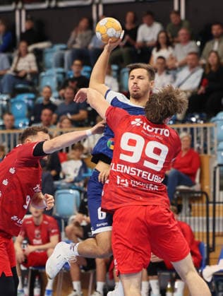 GER HBL2 2026–2027 Season: VfL Potsdam vs. EULEN Ludwigshafen, September 19, 2026, MBS Arena, Potsdam: Marc Robin EISEL (Eulen Ludwigshafen) 9, Markus MAHR (VfL Potsdam) 1, Monty KLEINSTEUBER (Eulen Ludwigshafen) 99