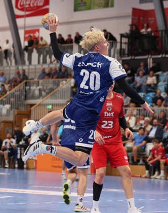 GER HBL2 2026–2027 Season: VfL Potsdam vs. EULEN Ludwigshafen, September 19, 2026, MBS Arena, Potsdam; Tim HILDENBRAND (No. 1, VfL Potsdam) cuts in from the wing