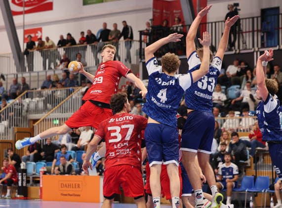 GER HBL2 2026–2027 Season: VfL Potsdam vs. EULEN Ludwigshafen, September 19, 2026, MBS Arena, Potsdam Friedrich SCHMITT (Eulen Ludwigshafen) 29, Finn LEUN (Eulen Ludwigshafen) 37, William REICHARDT (1) (VfL Potsdam) 4, Tim Niclas SCHRÖDER (1) (VfL Potsdam) 33