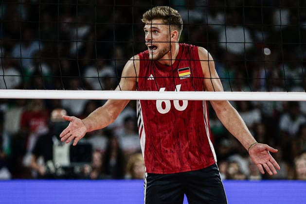 IPA88724303 - Germany s Erik Rohrs protests a referee s decision during the CEV Enel Eurovolley 2026 Round of 16 match between Bulgaria and Germany at Arena 8888 in Sofia, Bulgaria, on September 19, 2026  Copyright: xIvanxSxIvanov IPAxSportx xx IPA88724303